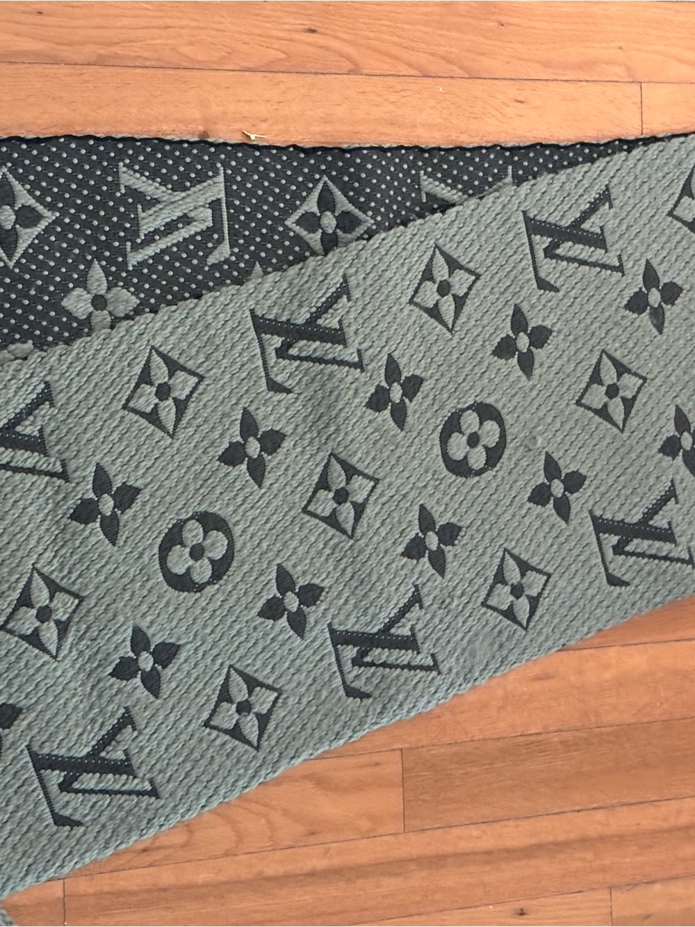 Louis Vuitton Green Monogram Scarf in Dark Grey/Green